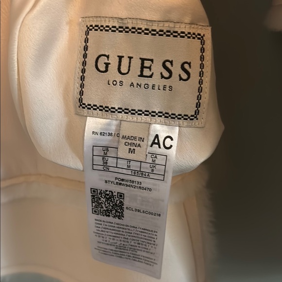 Guess Cream Teddy Jacket Plush Oversized Moto Style - Picture 2 of 5